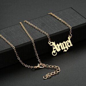 Womens "Angel" Script Name Gold Tone Necklace - NEW